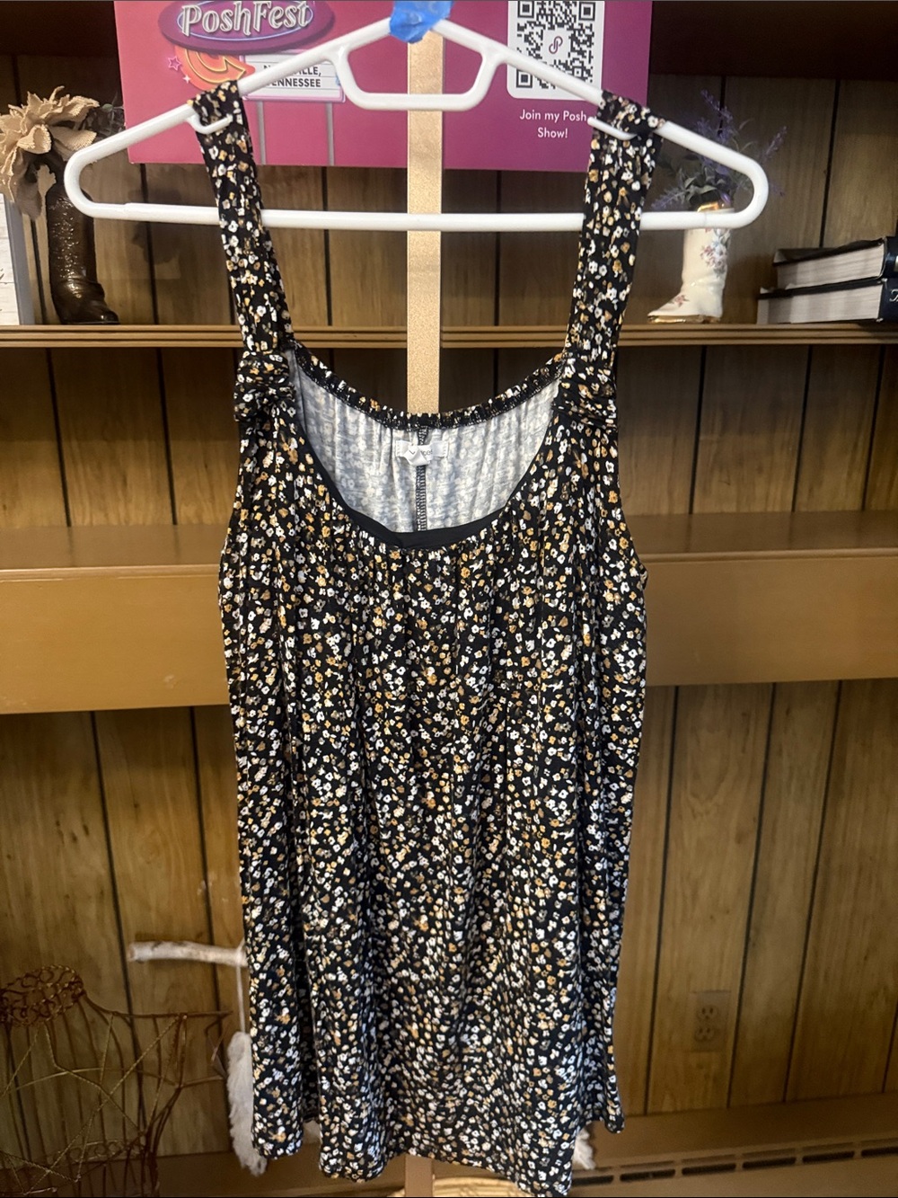 Maurices black floral tank